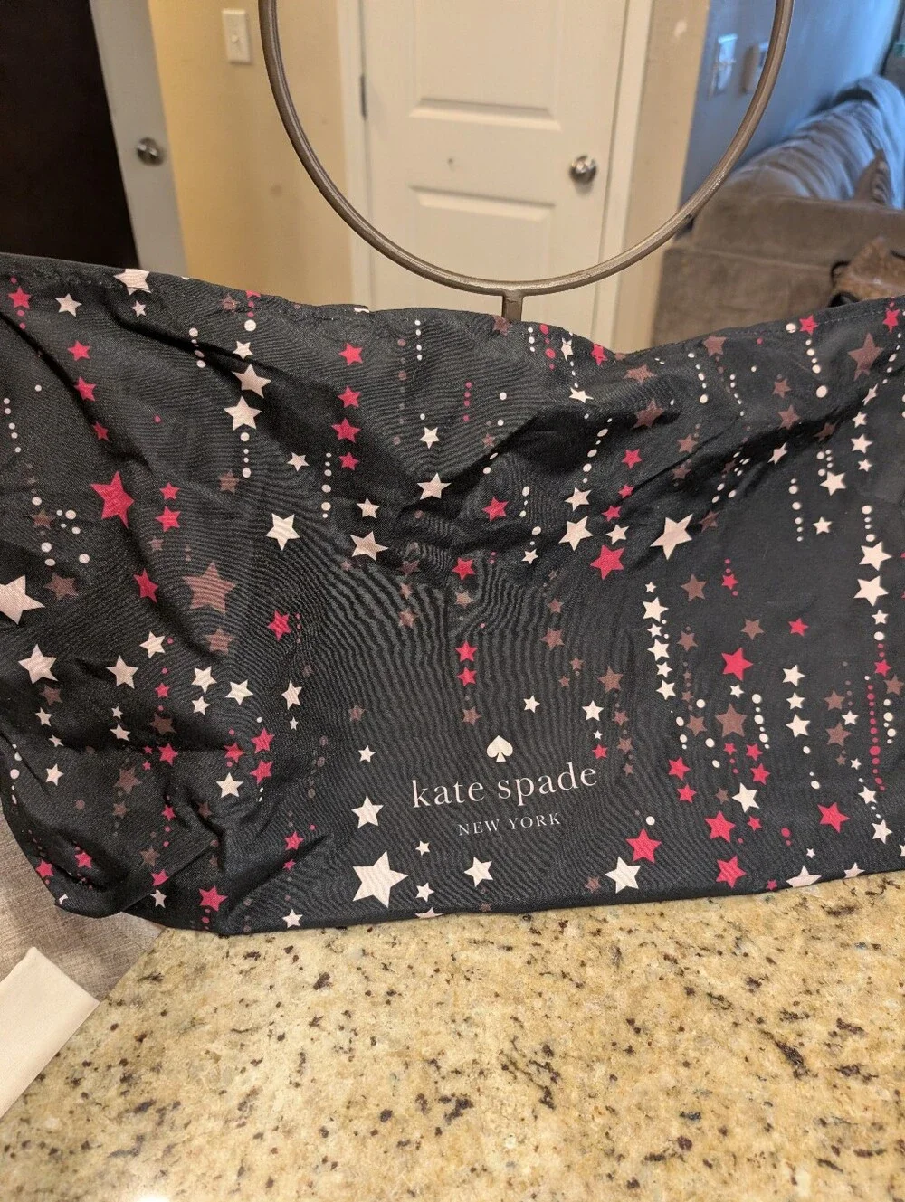 Kate Spade Black Fuchsia Pink Stars Print  Beach Travel Shopping Tote